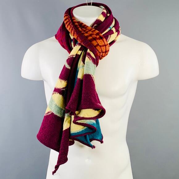 KAPITAL Multi Color Flames Cars Wool Scarf - Picture 1 of 6